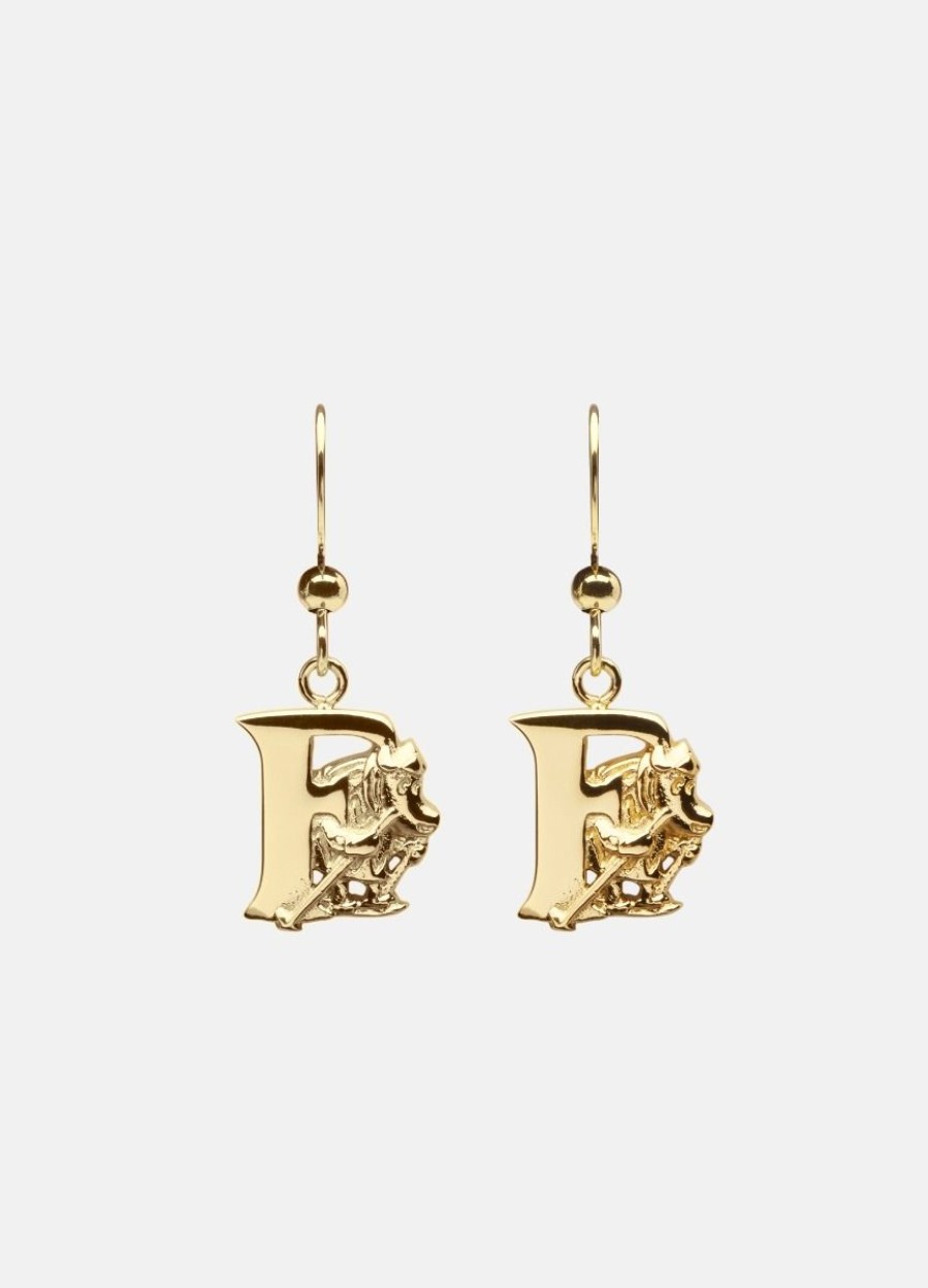 For Henne Skultuna 1607 | Moomin Alphabet Earring - Gold Plated - F