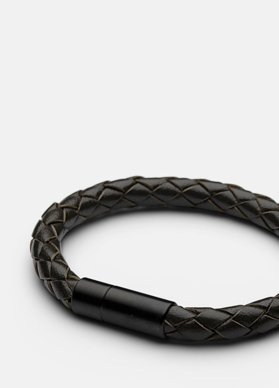 For Honom Skultuna 1607 | Leather Bracelet - Titan Black / Dark Brown