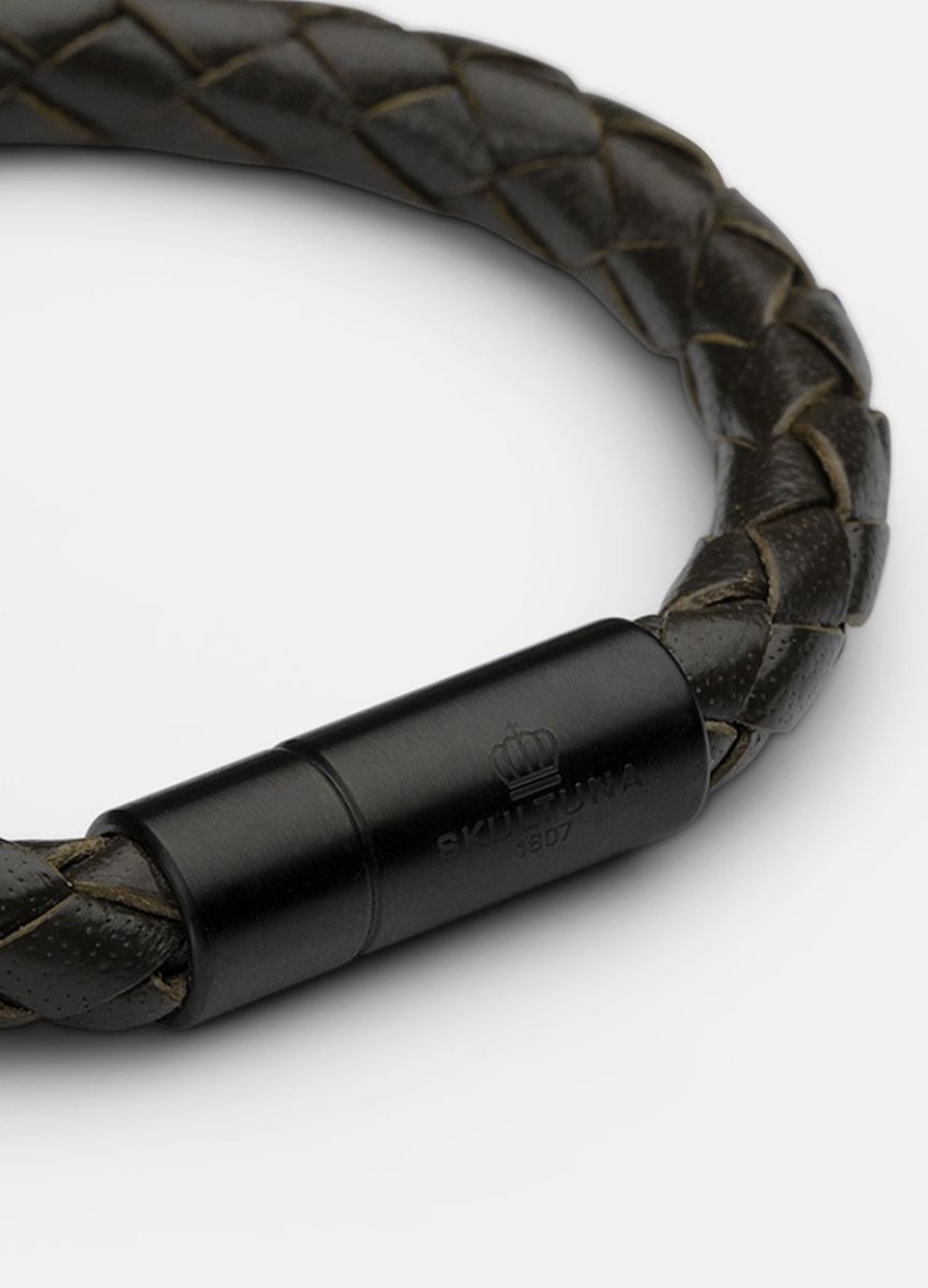 For Honom Skultuna 1607 | Leather Bracelet - Titan Black / Dark Brown