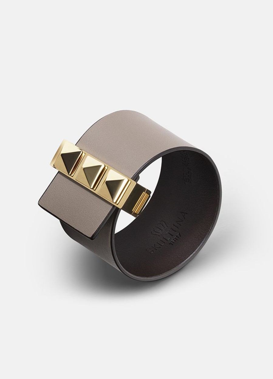 For Henne Skultuna 1607 | Clasp Rivets Bracelet Gold - Grey