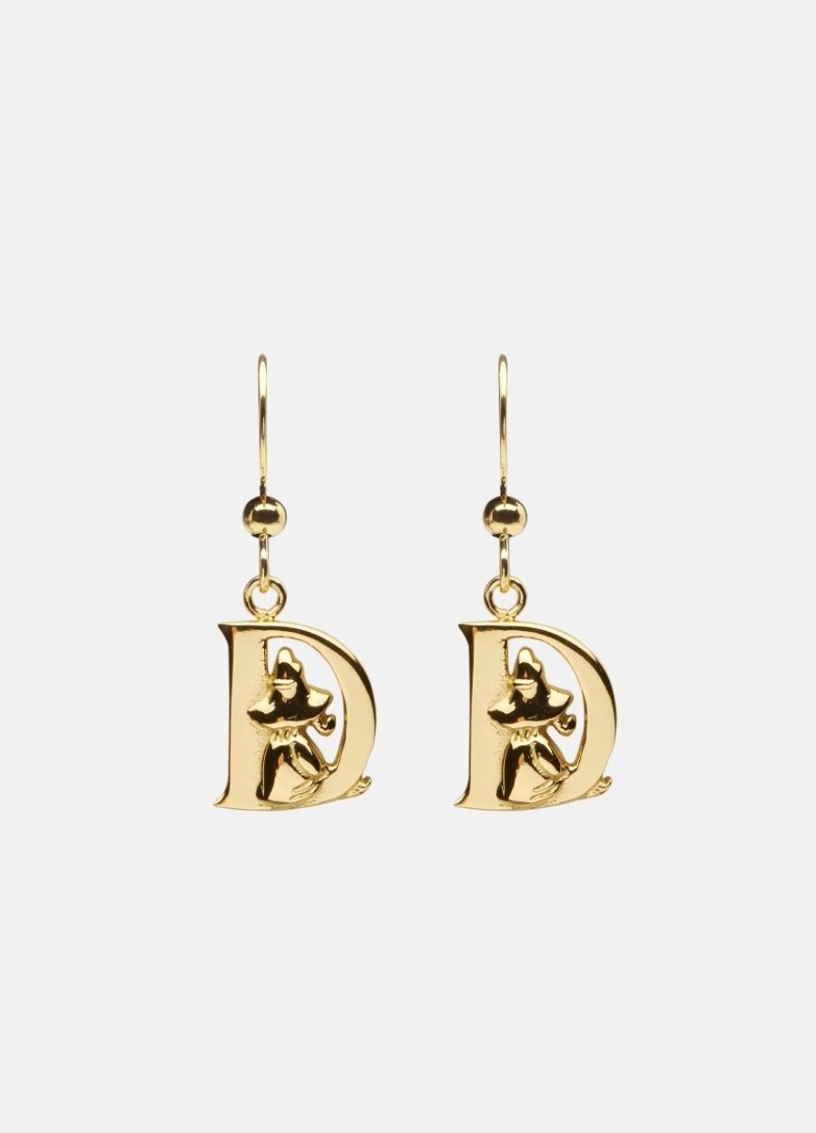 For Henne Skultuna 1607 | Moomin Alphabet Earring - Gold Plated - D