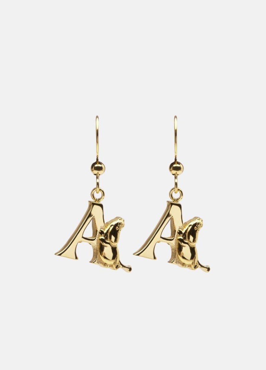 For Henne Skultuna 1607 | Moomin Alphabet Earring - Gold Plated - A