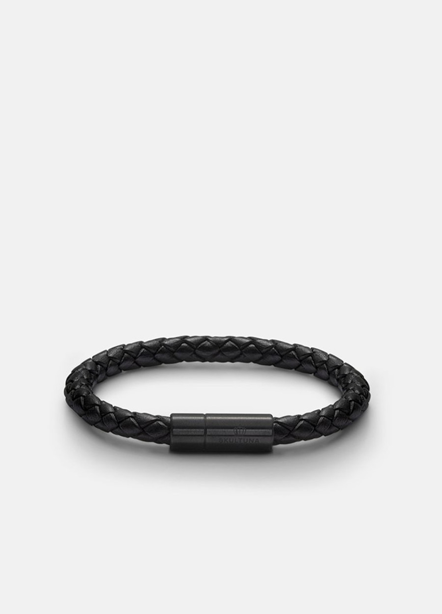 For Honom Skultuna 1607 | Leather Bracelet - Titan Black / Black