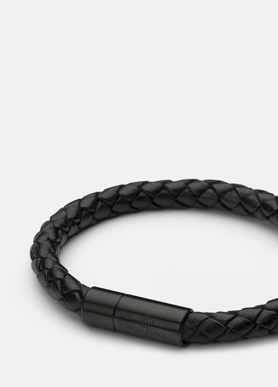 For Honom Skultuna 1607 | Leather Bracelet - Titan Black / Black