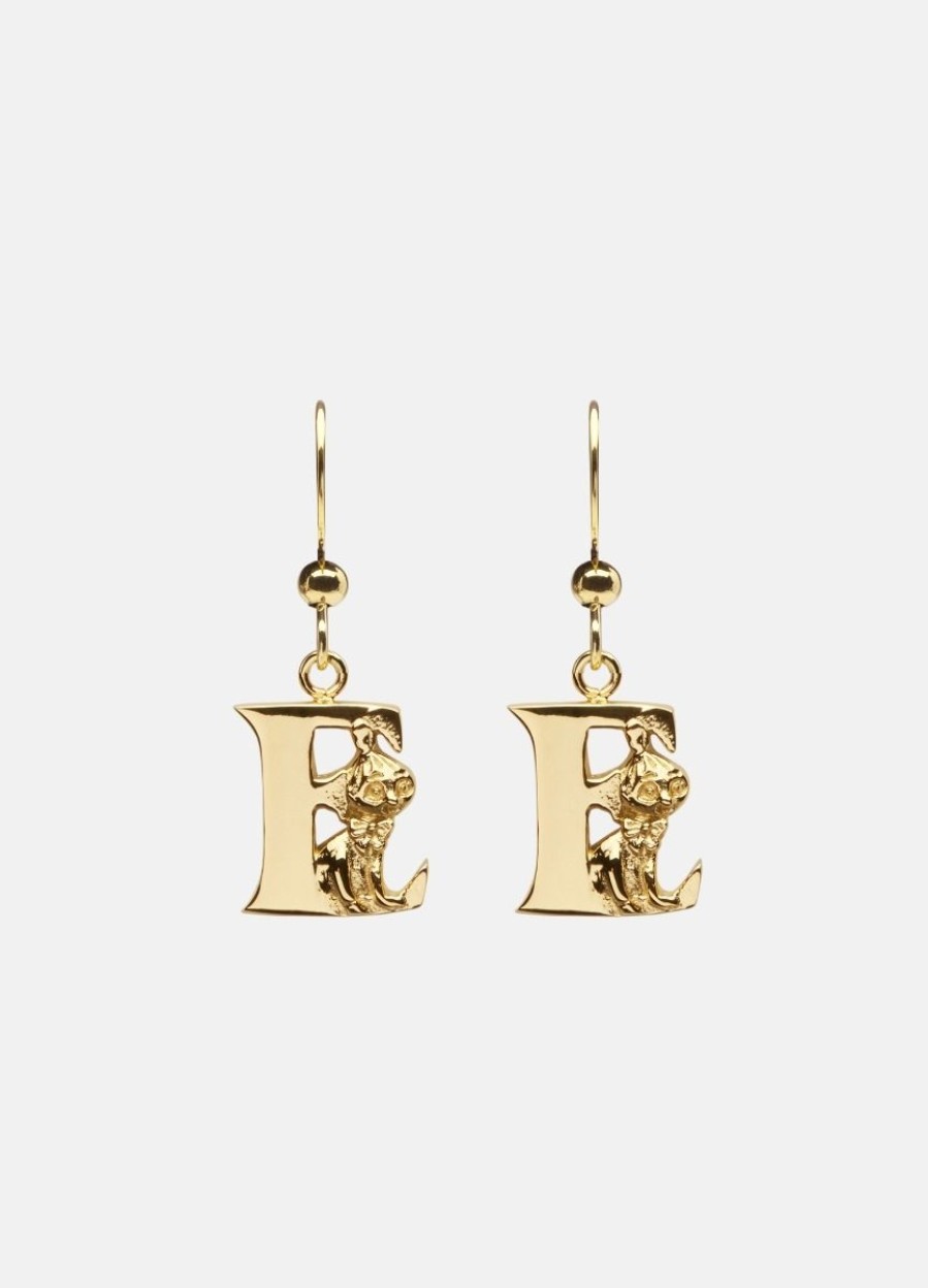 For Henne Skultuna 1607 | Moomin Alphabet Earring - Gold Plated - E