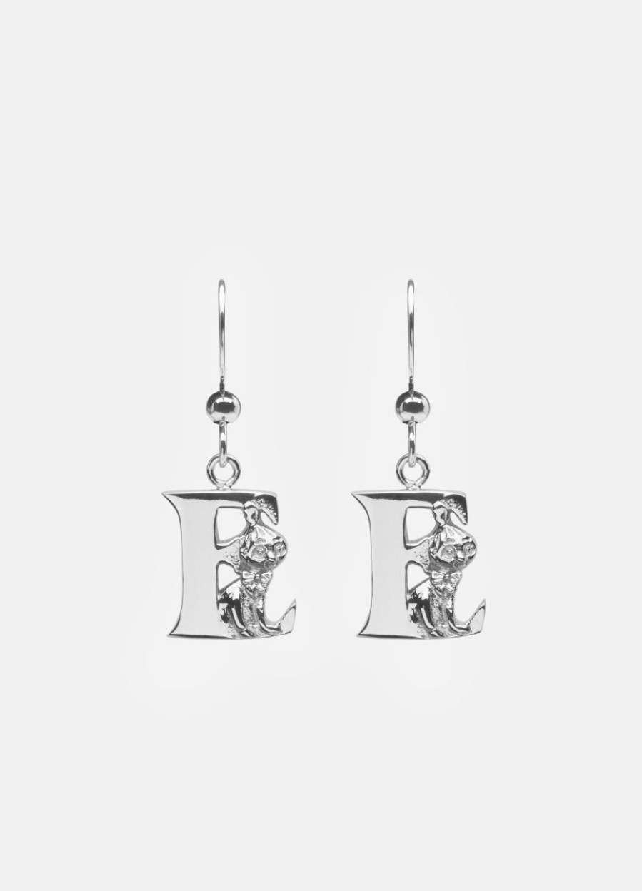 For Henne Skultuna 1607 | Moomin Alphabet Earring - Silver Plated - E