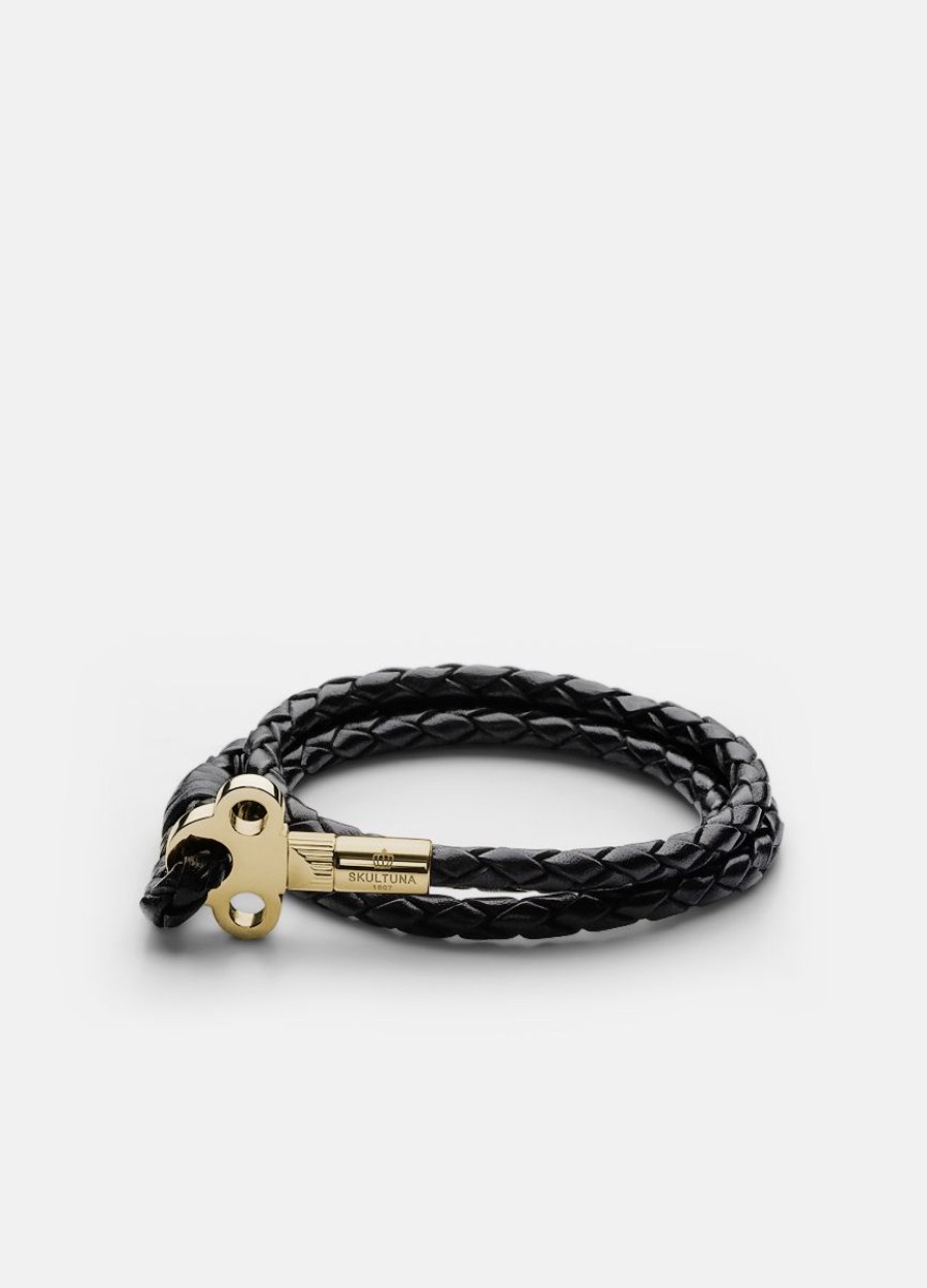 For Honom Skultuna 1607 | Key Leather Bracelet Gold - Black