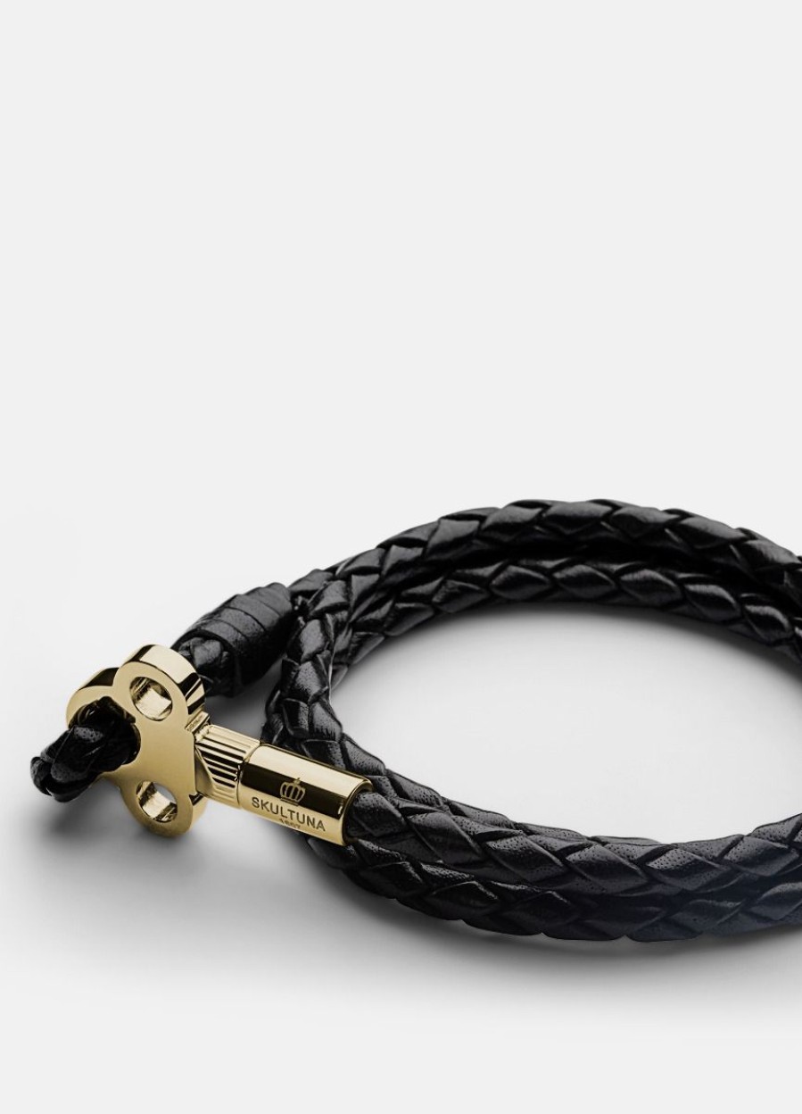 For Honom Skultuna 1607 | Key Leather Bracelet Gold - Black