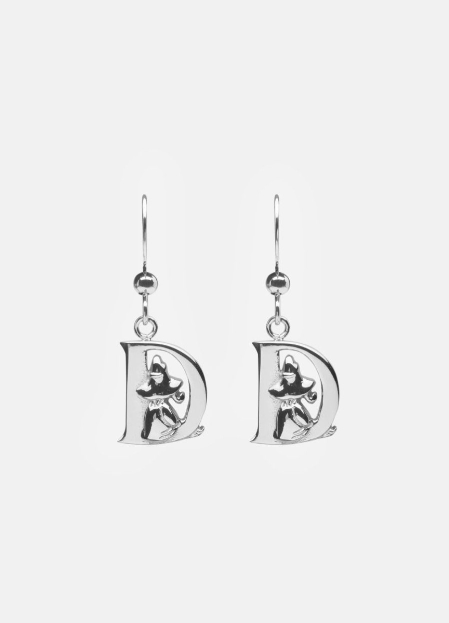 For Henne Skultuna 1607 | Moomin Alphabet Earring - Silver Plated - D