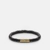 For Honom Skultuna 1607 | Leather Bracelet - Gold Plated / Black